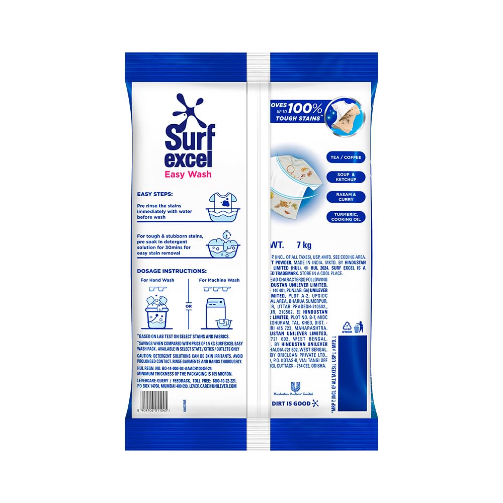 7 kg Surf Excel Easy Wash Detergent Powder | Superfine Washing Powder | Dissolves Easily &amp; Removes Tough Stains | Suitable for all Washing Machines - View 6