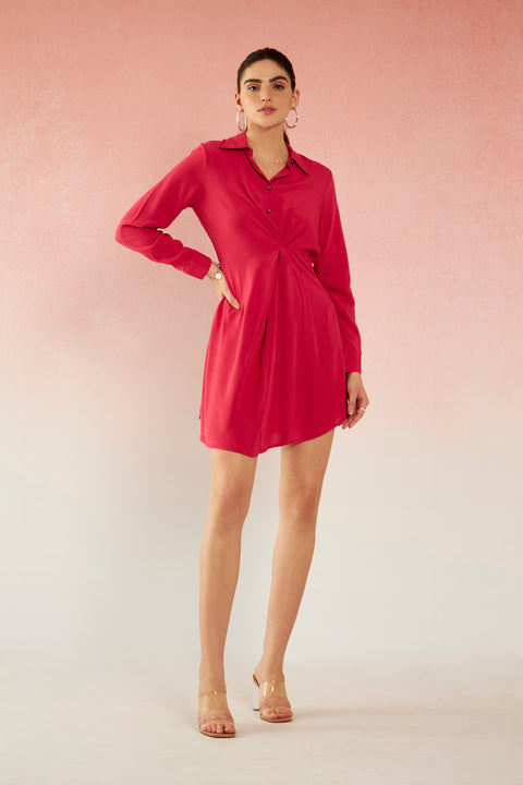 Aamna 100% Viscose Draped Shirt Dress - View 2